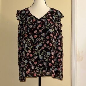 *NEW* Nanette Lepore Women's Floral Black Sleeveless Top